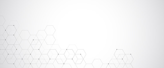 Hexagons pattern. Geometric abstract background with simple hexagonal elements. Medical, technology or science design.