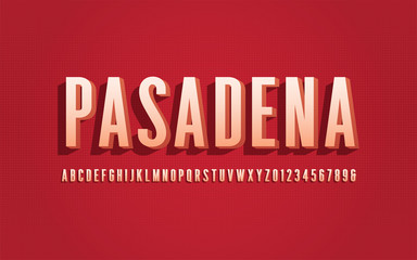 Stylized san serif condensed vector alphabet, font, typeface, le