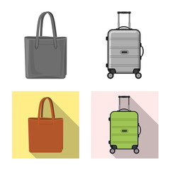 Vector design of suitcase and baggage logo. Set of suitcase and journey stock vector illustration.