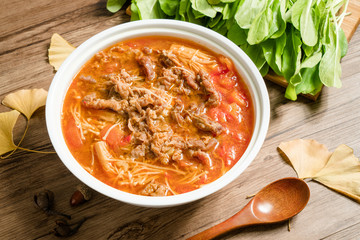 Chinese traditional food,Mushroom and sirloin