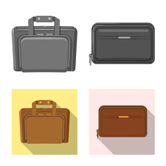 Isolated object of suitcase and baggage icon. Collection of suitcase and journey vector icon for stock.