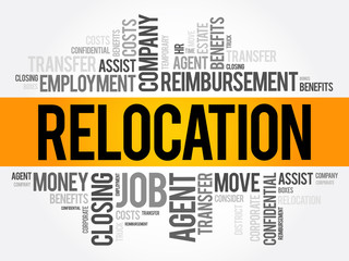 Relocation word cloud collage, business concept background