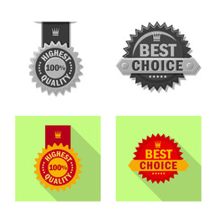 Vector illustration of emblem and badge symbol. Set of emblem and sticker vector icon for stock.