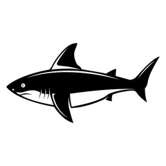 Shark illustration. Design elements for logo, label, emblem, sign, menu.