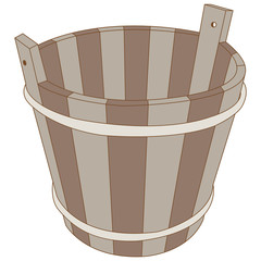 Vector image of a wooden bucket