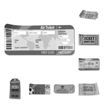 Vector design of ticket and admission icon. Collection of ticket and event stock symbol for web.