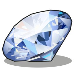 Diamond blue color isolated on white background. Vector cartoon close-up illustration.