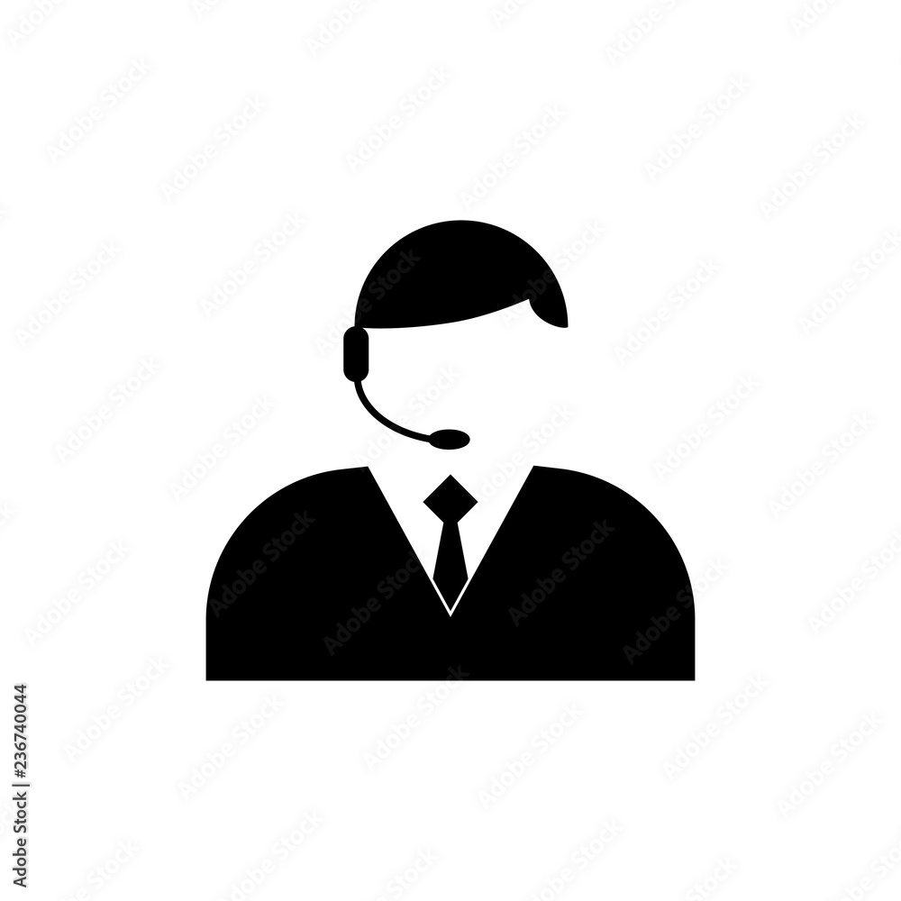 Poster call center worker vector icon. assistant,callback symbol flat vector sign isolated on white backgro