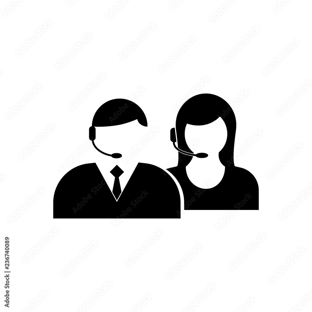Poster call center worker vector icon. assistant,callback symbol flat vector sign isolated on white backgro