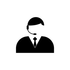 Call center worker vector icon. Assistant,callback symbol flat vector sign isolated on white background. Simple vector illustration for graphic and web design.
