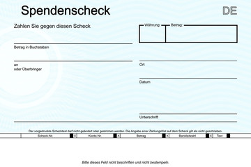 Spendenscheck - Muster vorlage hellblau