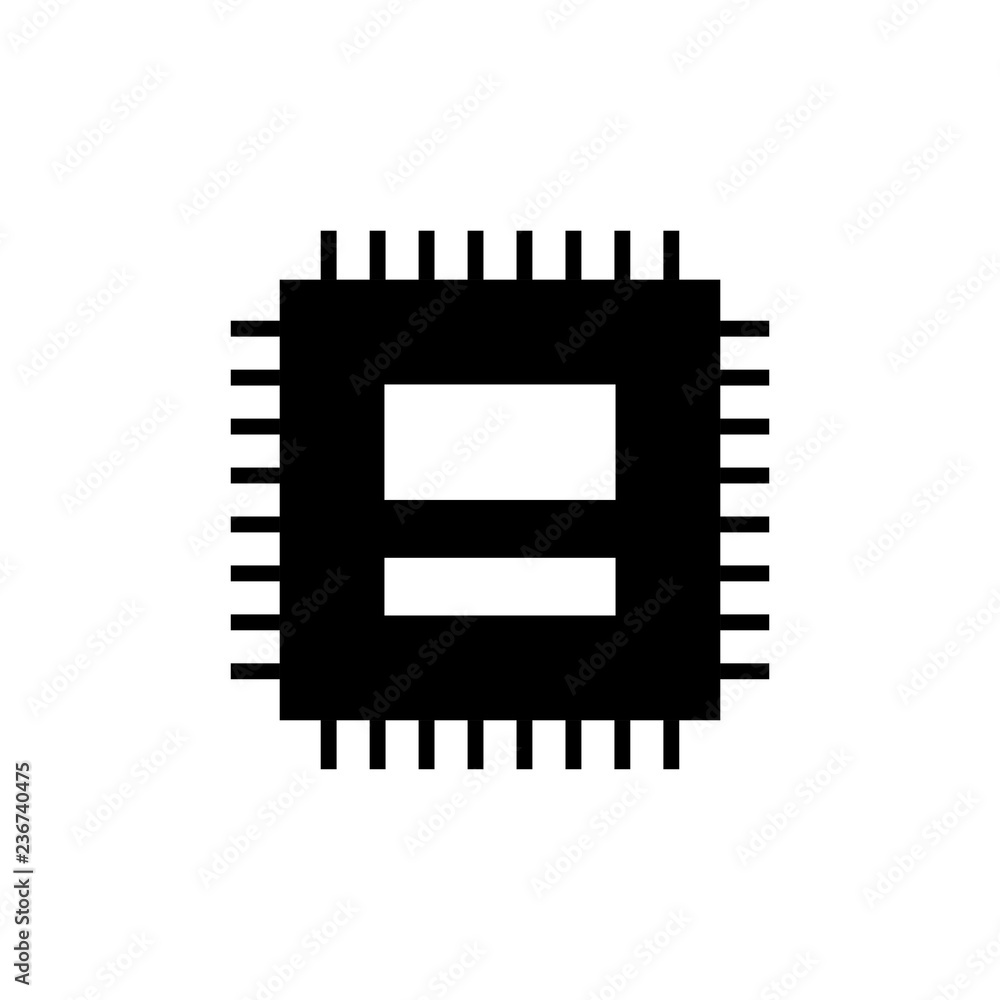 Poster microchip icon. cpu, central processing unit, computer processor, chip symbol in circle. abstract te