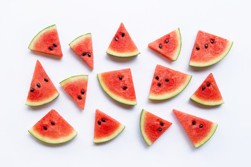 Slices of watermelon isolated on white background,