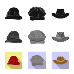 Vector design of headgear and cap sign. Set of headgear and accessory stock symbol for web.