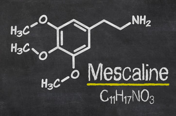 Blackboard with the chemical formula of Mescaline - obrazy, fototapety, plakaty