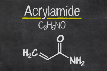 Blackboard with the chemical formula of Acrylamide