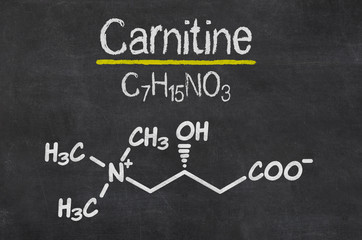 Blackboard with the chemical formula of Carnitine