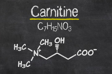 Obraz premium Blackboard with the chemical formula of Carnitine