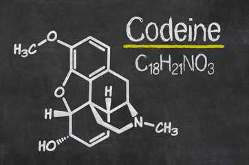 Blackboard with the chemical formula of Codeine