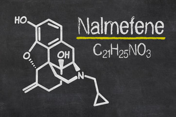 Blackboard with the chemical formula of Nalmefene