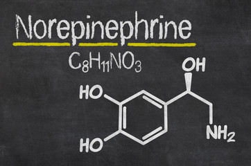 Blackboard with the chemical formula of Norepinephrine