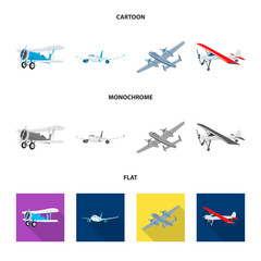 Vector design of plane and transport symbol. Collection of plane and sky stock vector illustration.