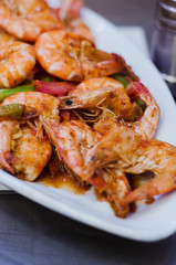 Raw Shrimp prepared for cooking on bowl