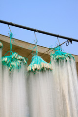 suspension of fishing nets in the market