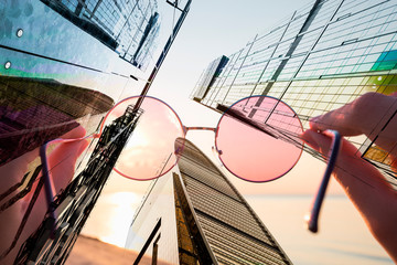 Abstract background of round glasses