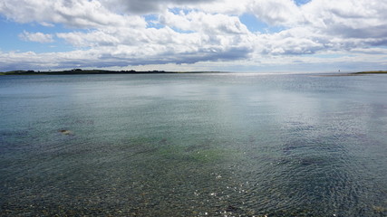 sea with blue sky and clouds