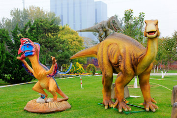 Dinosaur model in a park, Beijing, China