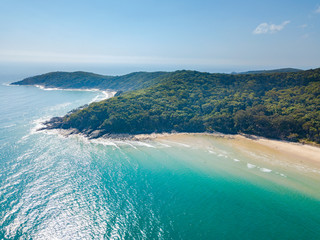 Noosa National Park aerial view with blue turquoise water