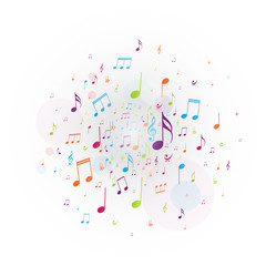 Colorful music notes background
