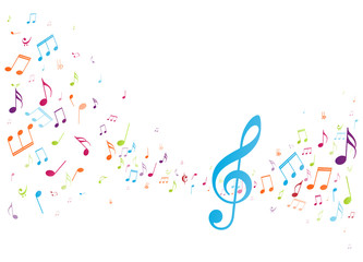 Colorful music notes background
