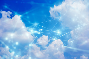 digital cloud storage concept with sky network background