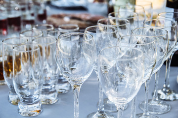 wedding champagne glasses in a restaurant