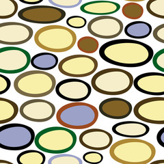 Abstract seamless vector pattern. Bicoloured ovals and circles.