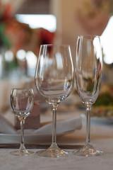 wedding champagne glasses in a restaurant