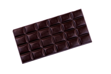Dark chocolate bar isolated on white background