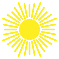 Sun. Icon of the yellow sun with rays of light of different lengths. Vector illustration sun.