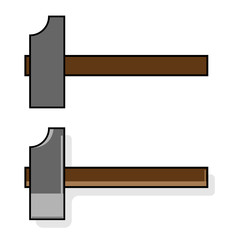 Hammer icon. Hammer with a wooden handle in a flat style. Vector illustration hammer.