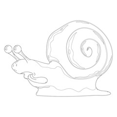 Icon of the snail. Silhouette of a snail with a tongue out for coloring. Vector illustration.