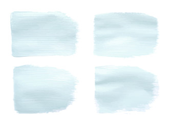 Vector pale blue paint smear stroke stain set. Abstract acrylic textured art illustration. Acrilyc Texture Paint Stain Illustration. Hand drawn brush strokes vector elements. Acrilyc strokes.