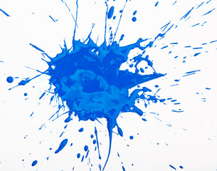 Blue paint spot isolated on white
