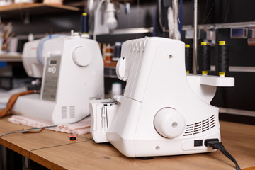 Sewing machine at sewing atelier