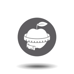 Apple with measure tape icon. Vector illustration.