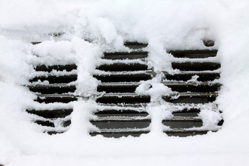 water crossings metal cover in the snow