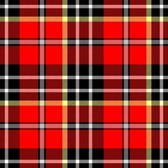 checked diamond tartan plaid scotch kilt fabric seamless pattern texture background - red, black, yellow and white color