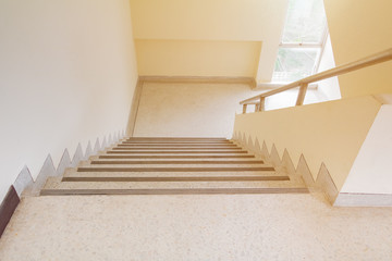 stairs terrazzo floor walkway up - down. interior building. select focus with shallow depth of field