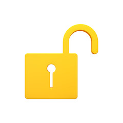 Open lock 3d volumetric icon image isolated illustration